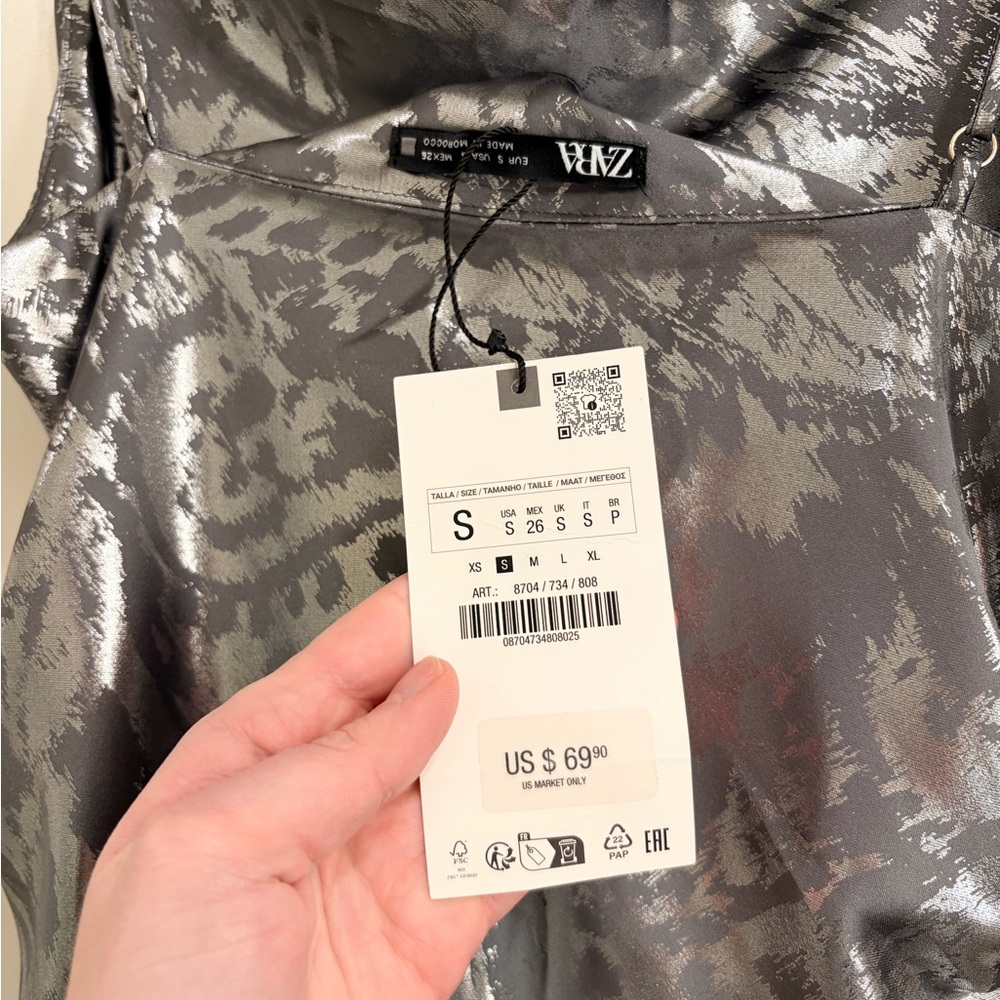 Zara Metallic Silver Evening Dress - Picture 4 of 6
